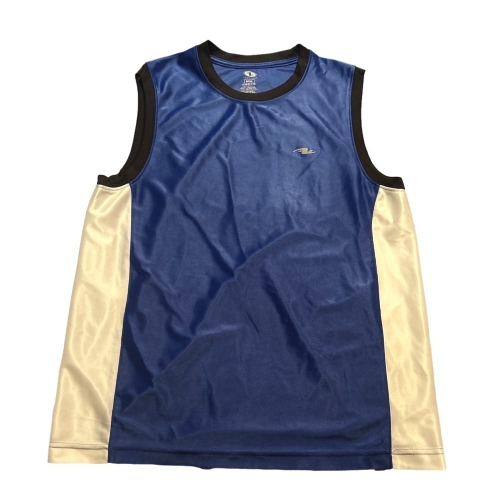 Men’s Blue and White Athletic Works Sleeveless Shirt Size Medium